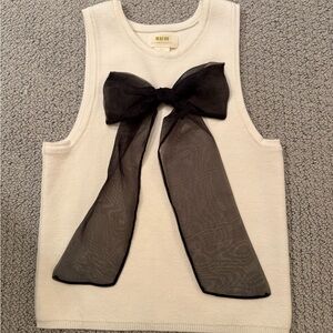 Anthropologie Knit Tank with Black Sheer Bow